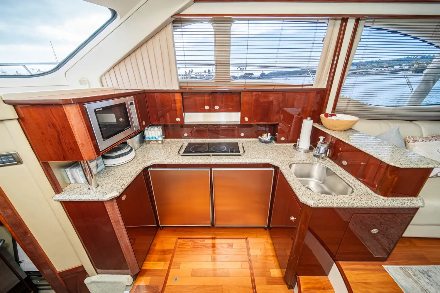 Deck seating aboard the Sea Ray 52