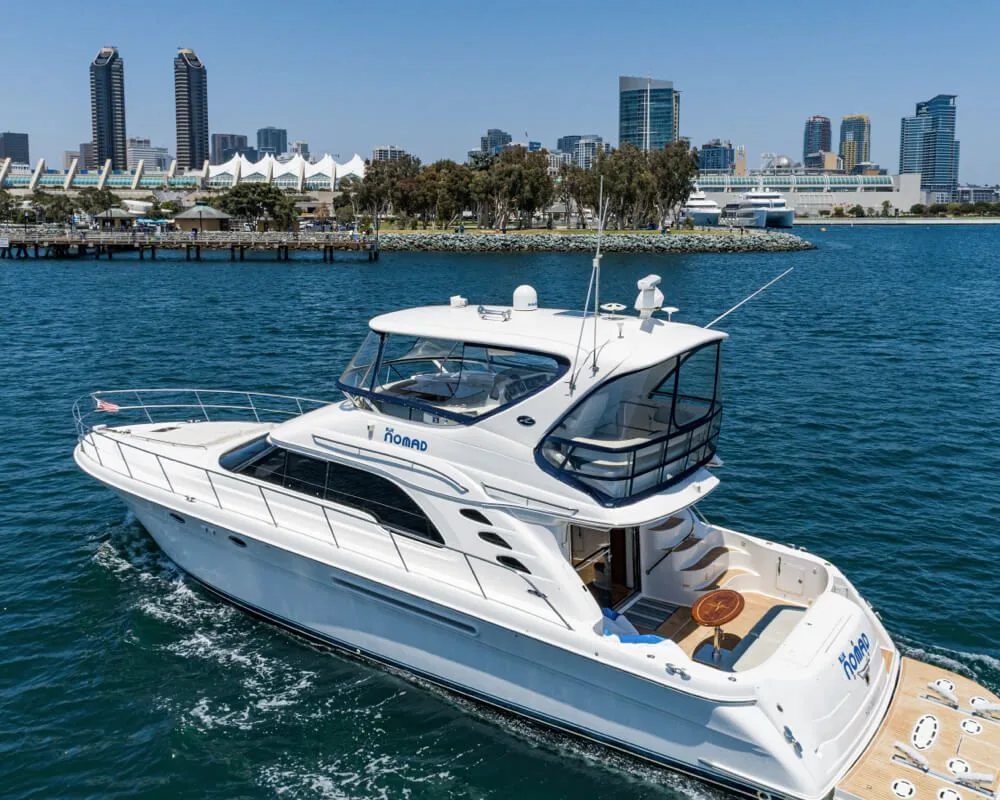 Salon seating aboard the Sea Ray 56