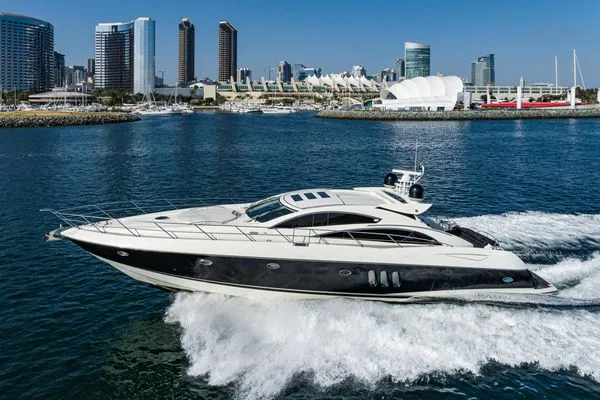Sunseeker Predator 72 underway on San Diego Bay