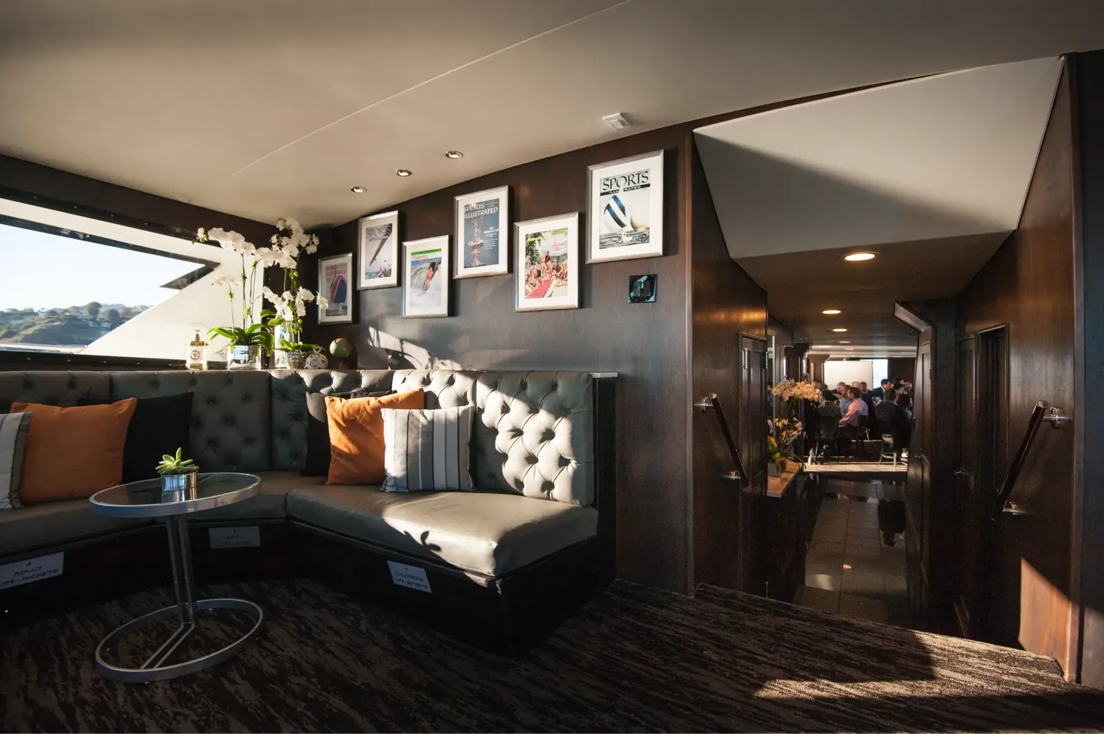 Guests gathered for an event aboard the Westport 100